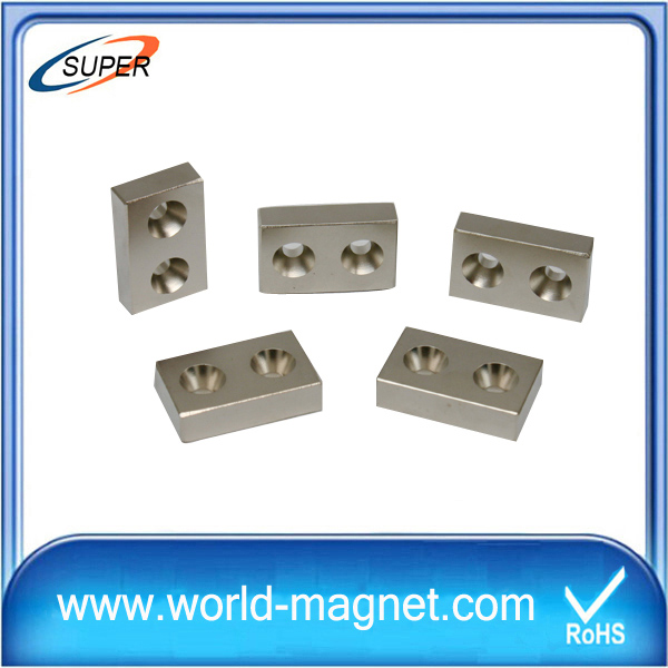 Specialized Neodymium Block Magnet with two holes