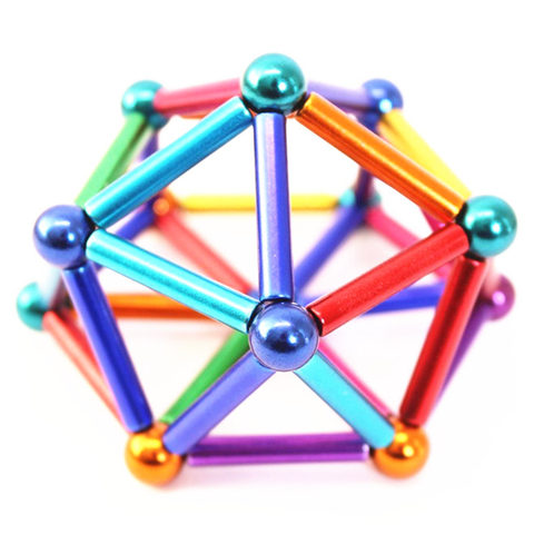 2020 Wholesale Puzzle Toy Colorful Magnet Sticks with Steel Balls Magnetic Bars And Balls